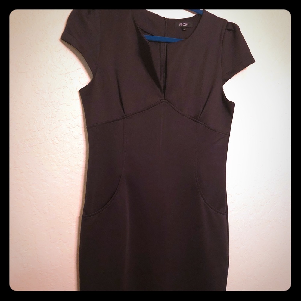 Black Ponte Dress with Cap Sleeves